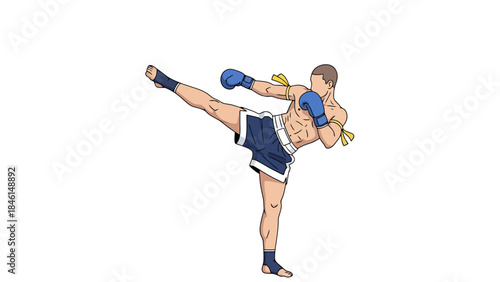 Martial arts practitioner executing high kick in training session