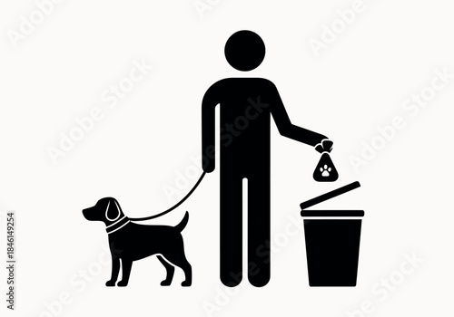 Person picking up dog poop with trash can
