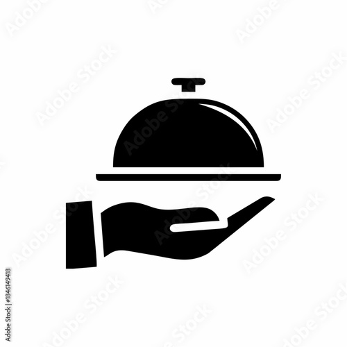 restaurant cloche icon on black background