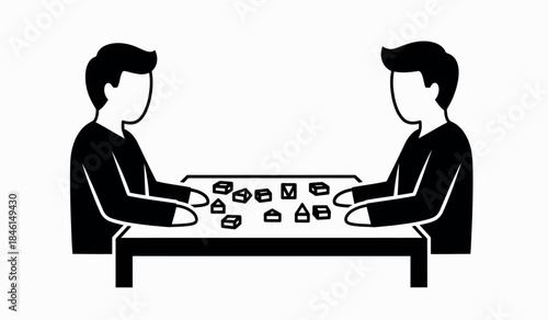 Two men playing a game of poker or chess
