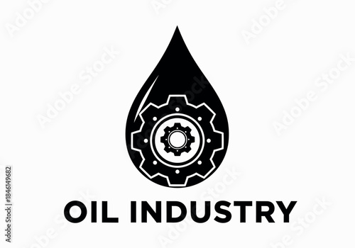 Oil industry logo with gear and droplet design