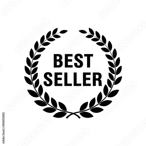 Best seller award logo with laurel wreath design