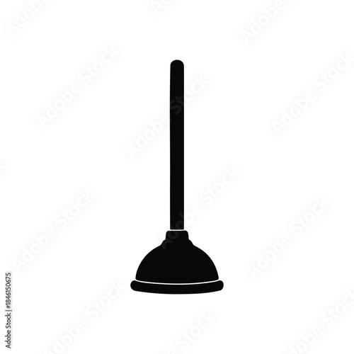 Toilet plunger silhouette vector flat design on white background.