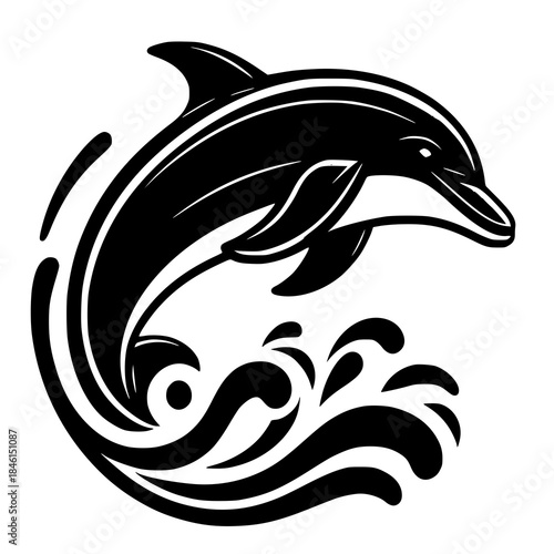 vector illustration of a dolphin , silhouette of dolphin 