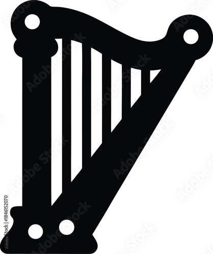 celtic harp ornament line art vector illustration on transparent background