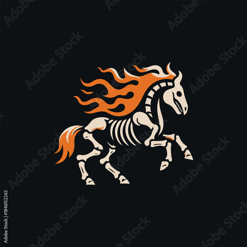 Skeleton Horse Flame Logo