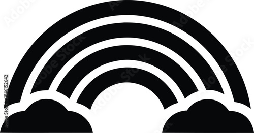 double rainbow line art vector illustration on transparent background