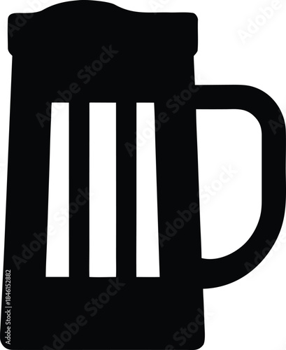 green beer mug line art vector illustration on transparent background