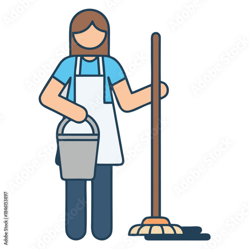 worker with a mop