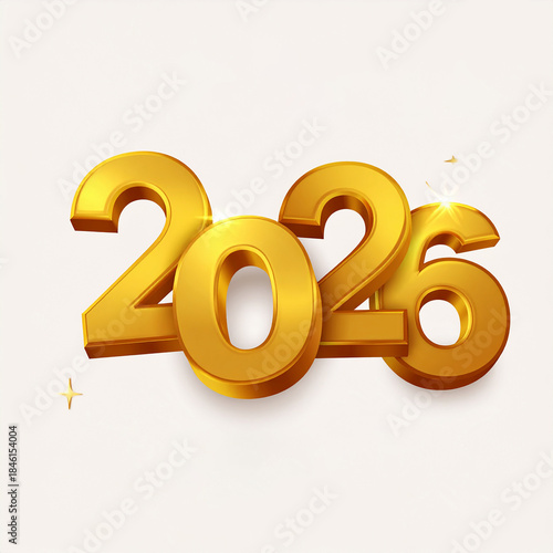 Golden 3D 2026 New Year Celebration with Festive Elements