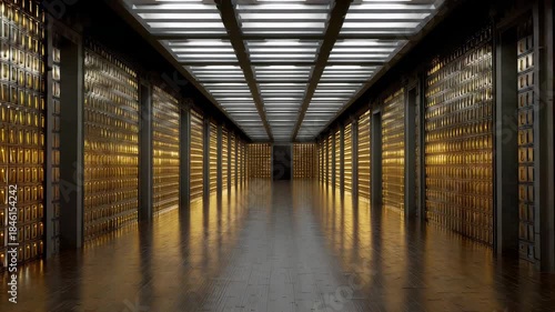 Visit an underground vault filled with rows of safety deposit boxes. The space is brightly lit with cold lights, showcasing a unique environment for storage and security