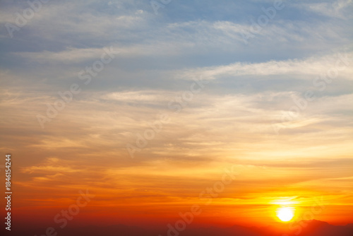colorful dramatic sky with cloud at sunset