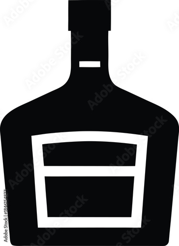 whiskey bottle line art vector illustration on transparent background