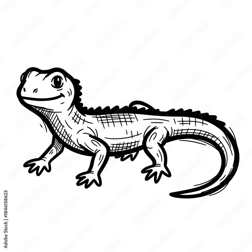 Obraz premium Illustrative drawing of a lizard with detailed features 