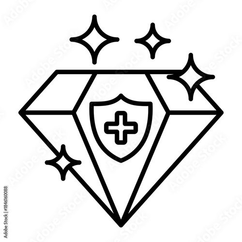 Premium Healthcare Services or Luxury Goods Insurance Line Icon. symbolizing premium health plans, exclusive services, luxury medical care, quality protection, and top tier insurance benefits.