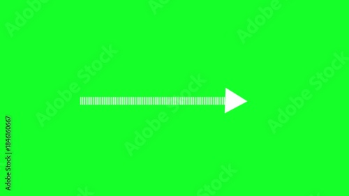 Clean white arrow movement animation with green screen background for direction emphasis and overlays