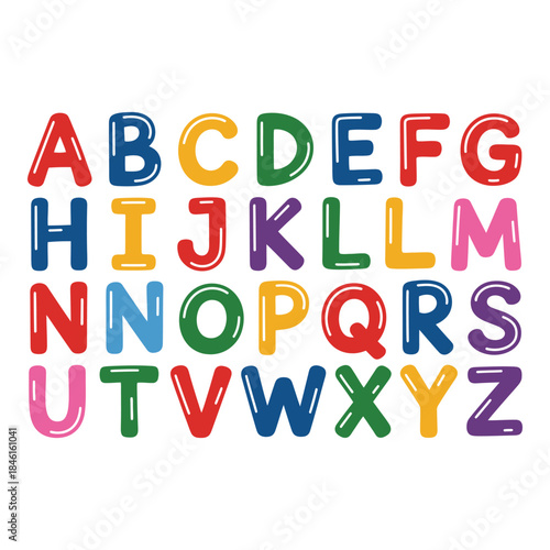 A bright and cheerful collection of colorful uppercase alphabet letters from a to z for kids illustration