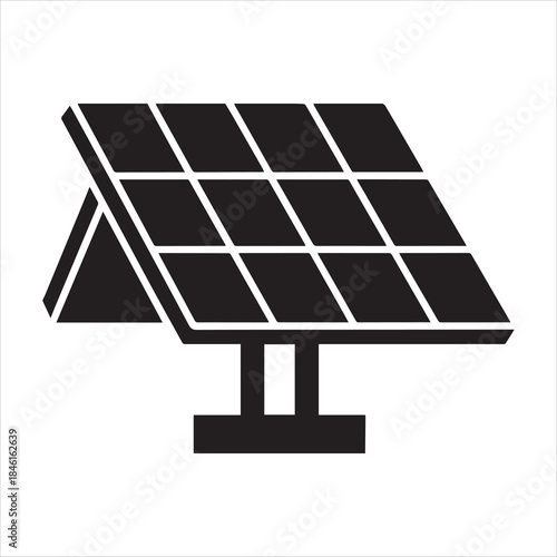 solar farm icon vector silhouette on transparent background