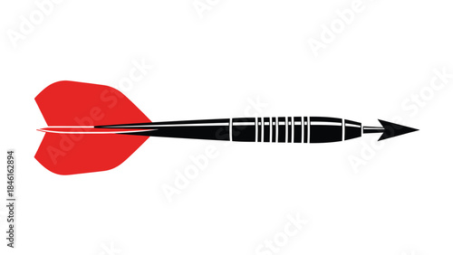 A single red and black dart displayed against a clean white background