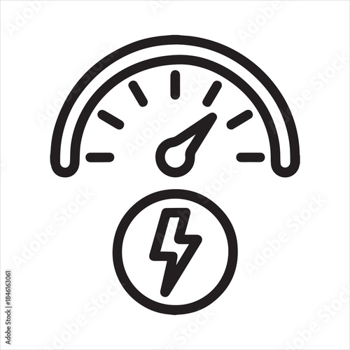 Speedometer and lightning bolt icon representing energy and speed