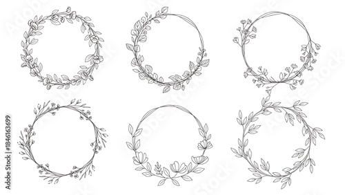 Vector illustration set of decorative numbers and symbols made from leaves and floral patterns featuring vintage victorian ornaments and antique scroll frame elements in a retro design