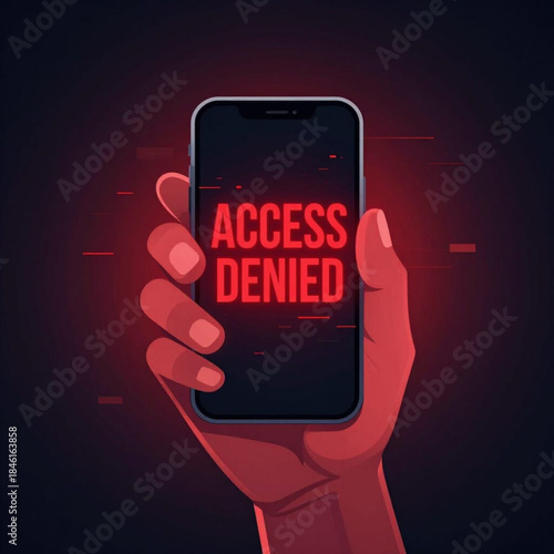 Access denied on mobile phone, symbolizing data privacy and cyber security concerns