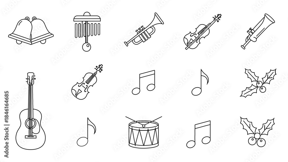 Fototapeta premium Musical Instrument Symphony: A delightful arrangement of diverse musical instruments, each ready to produce harmonious tunes.