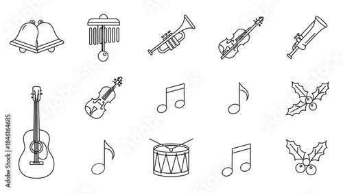 Musical Instrument Symphony: A delightful arrangement of diverse musical instruments, each ready to produce harmonious tunes.