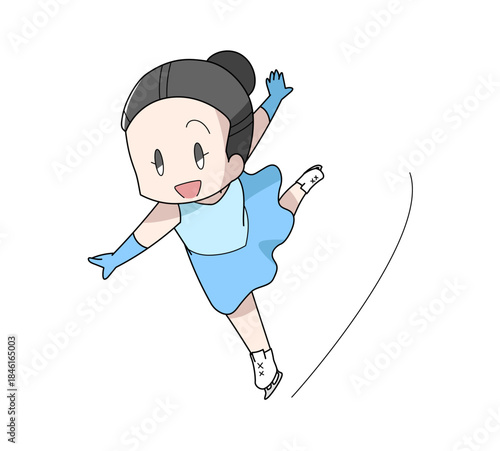 フィギュアスケートで演技をする女性のイラスト
