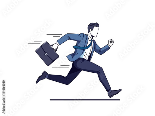Animated Businessman Running with Briefcase Vector Illustration