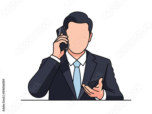 Professional Communication A Faceless Businessman Engaged in a Phone Call