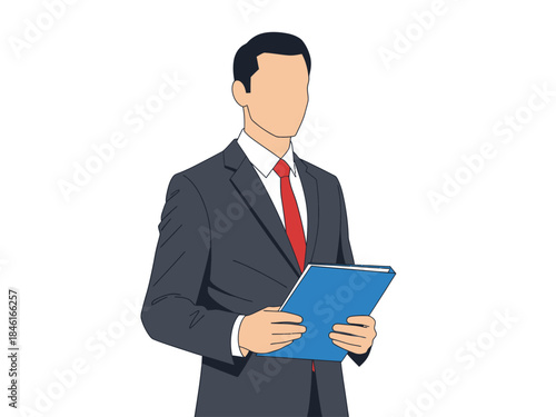 Professional Man Holding a File, Business Attire, Corporate Setting Illustration