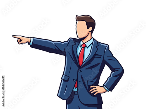 Assertive Business Leader Pointing Direction - Empowering Action