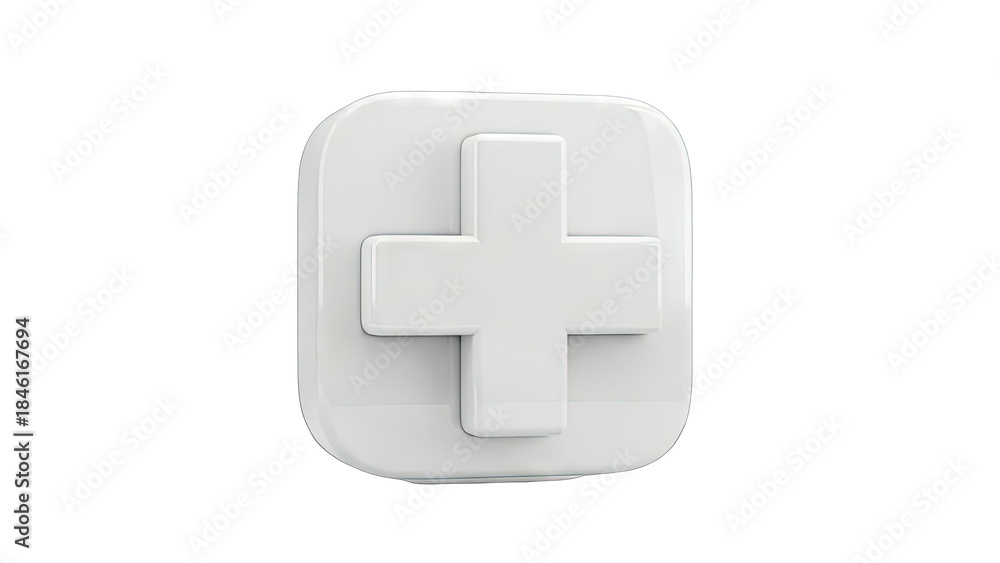 Fototapeta premium 3D White Cross Symbol on Rounded Square - Medical Concept