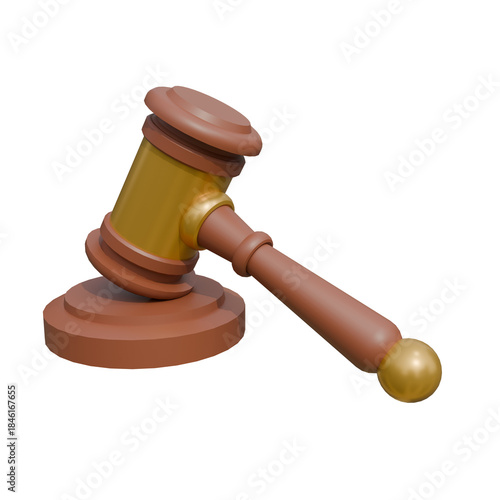 wooden gavel on white background