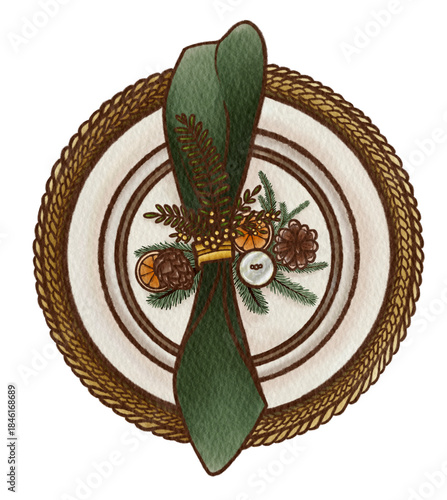 Elegant Christmas Table Setting with Green Napkin