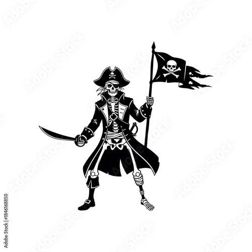 skeletal pirate vector design 