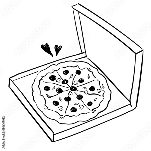 Hand Drawn Pizza Box Illustration
