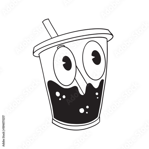 coffee mascot character illustration. hand drawing style isolated background