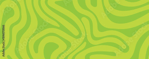 Green abstract background with hypnotic wavy lines pattern. Fresh and natural background, modern design