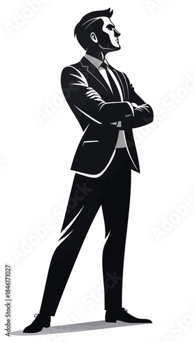 Confident   Businessman Standing 
arms Crossed Vector Illustration