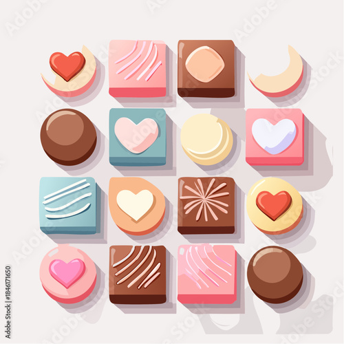 ポップなチョコ詰め合わせバレンタインベクター