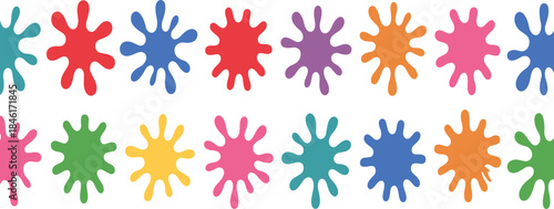Colorful abstract paint splatter pattern background, seamless modern playful shapes for kids design, creative wallpaper