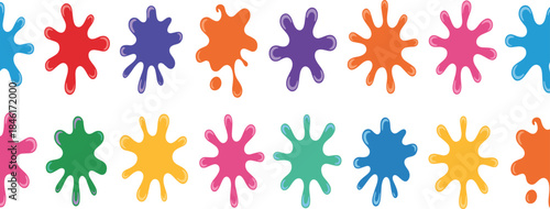 Colorful abstract paint splatter pattern background, seamless modern playful shapes for kids design, creative wallpaper