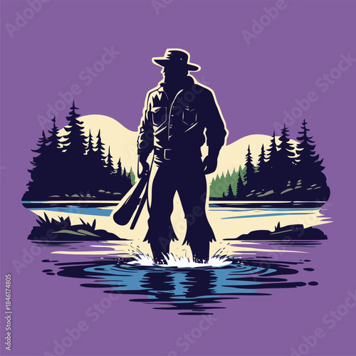 Illustration of a lumberjack, drawn in a bold American comic style with bold, expressive lines