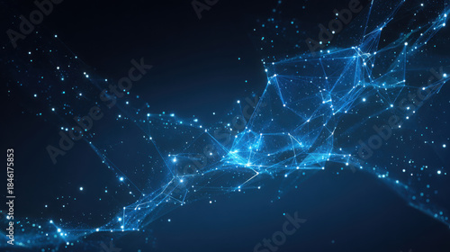 Stunning digital representation of blue abstract network showcasing interconnected lines and glowing particles, symbolizing economic growth within