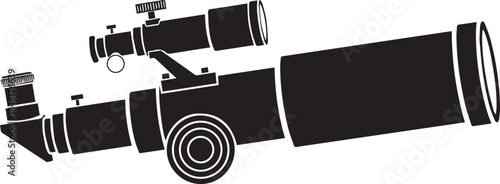 Black silhouette of a vintage telescope or spotting scope with a tripod mount