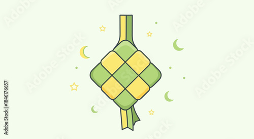 Traditional Islamic Ketupat Illustration for Festive Celebrations and Cultural Events