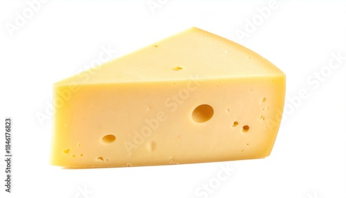 A Wedge of Cheese with Holes on White.