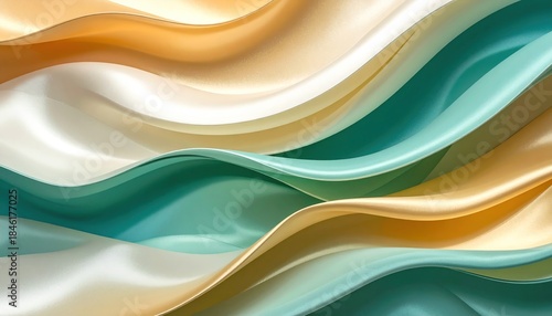 Abstract Fluid Waves: Serene Color Palette of Silk, Smooth Texture, and Elegant Design.